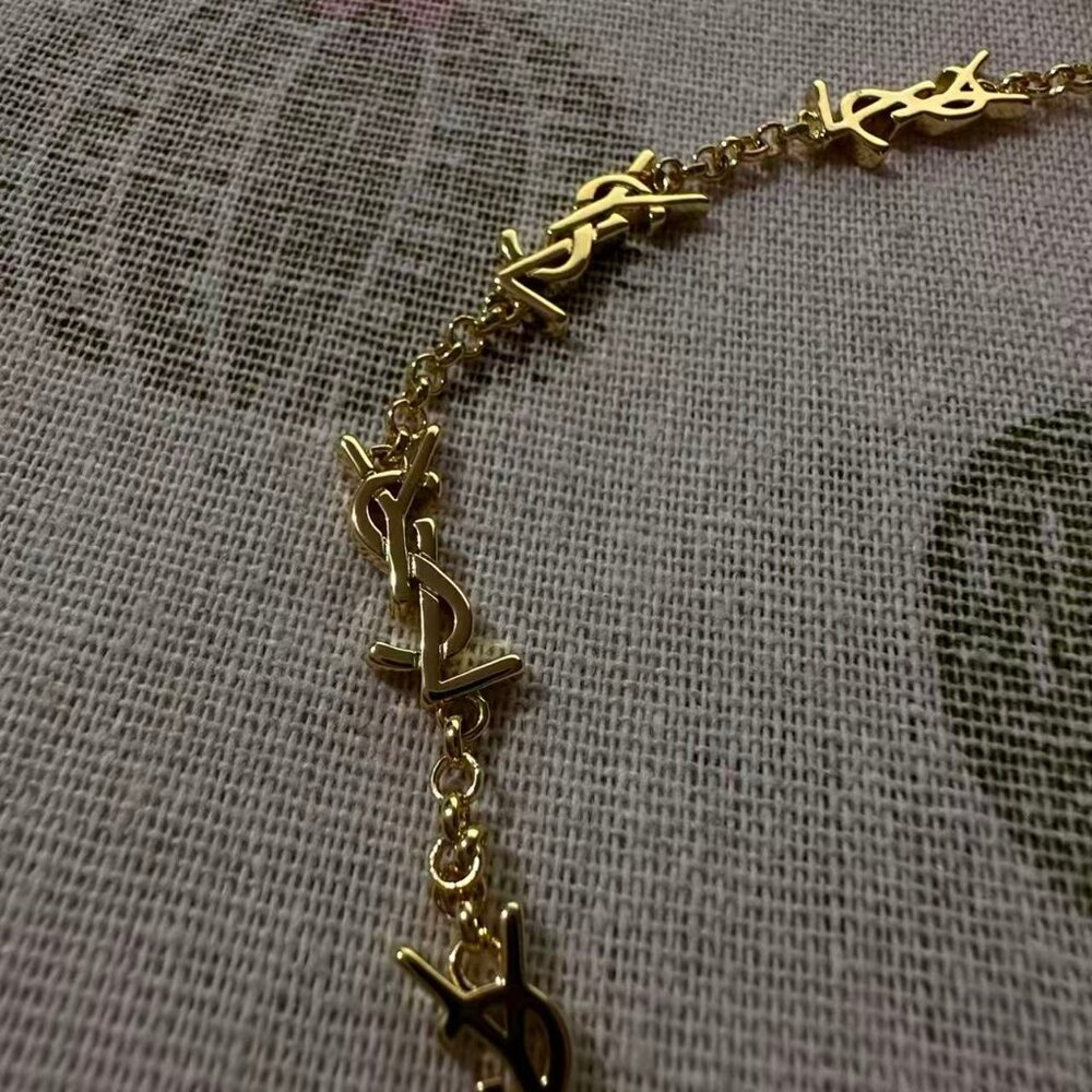 Saint Laurent Gold Logo Chain Necklace - Picture 3 of 6